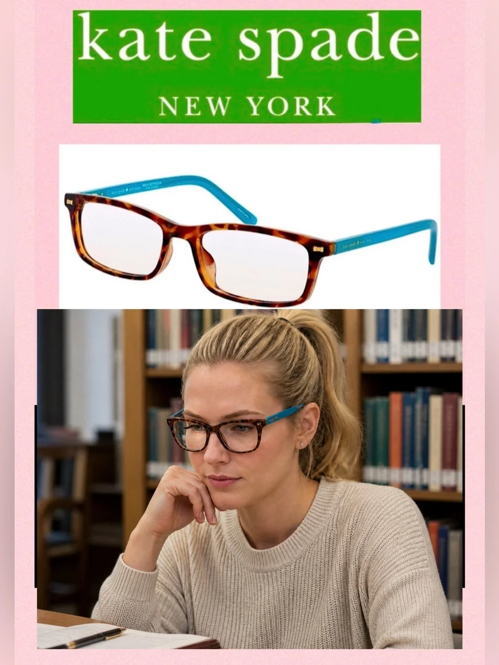 Kate Spade Jodie 2.0 Dark Havana reading Glasses with clamshell case